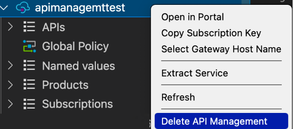 Supprimer l’instance Gestion des API de VS Code