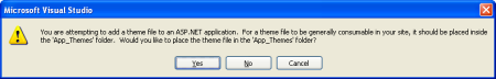 Laissez Visual Studio créer le dossier App_Theme