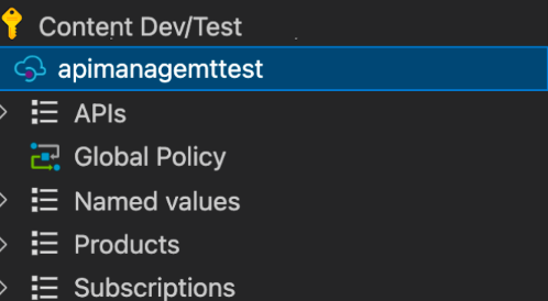 Instance Gestion des API nouvellement créée dans le volet d’extension Gestion des API VS Code