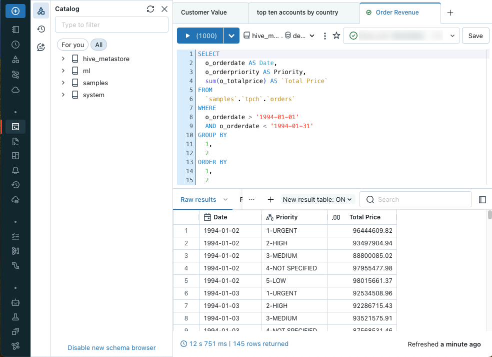 Interface utilisateur de l’éditeur SQL