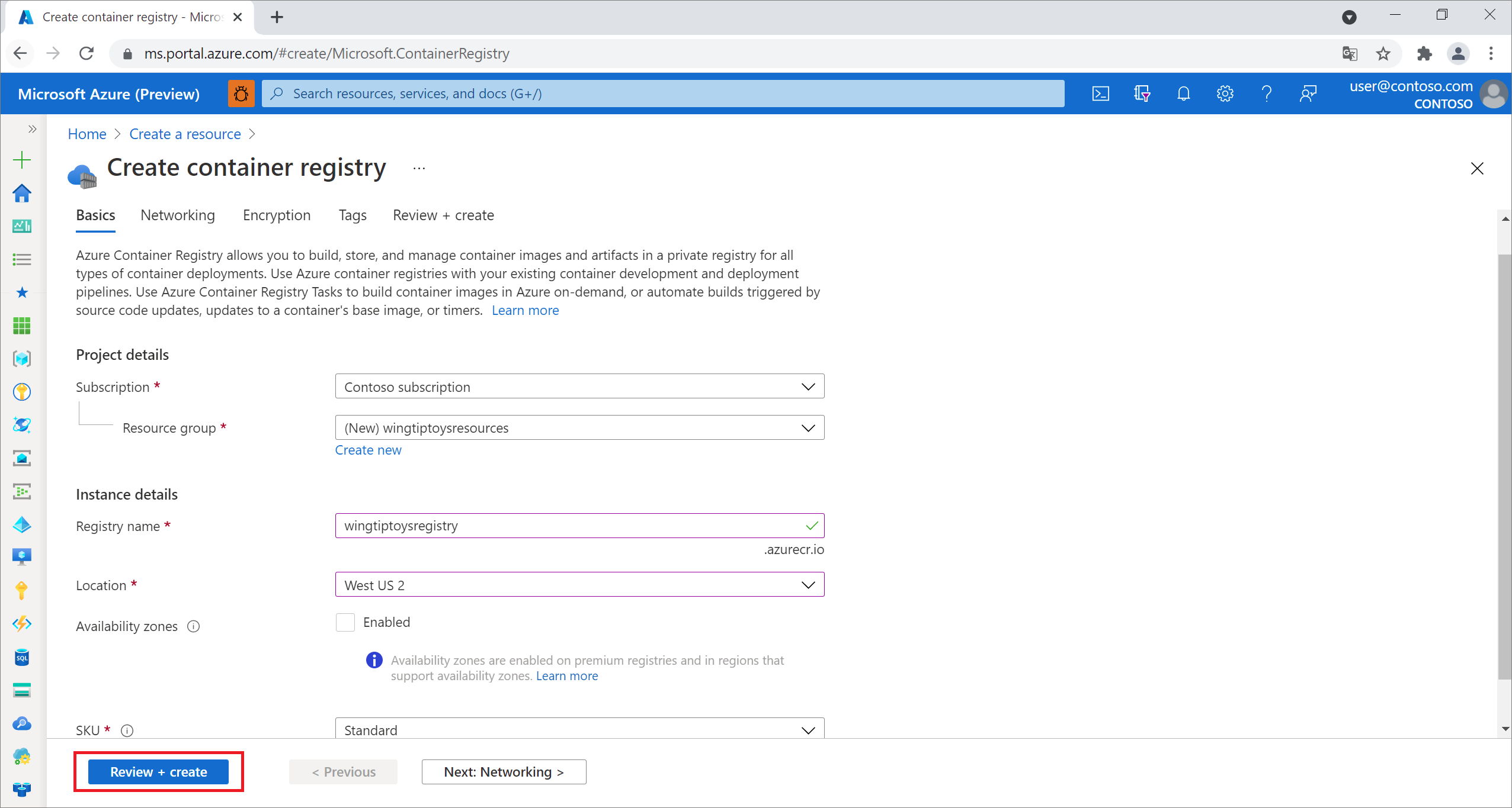 Configurer les paramètres du registre de conteneurs Azure