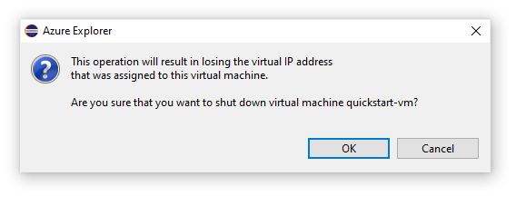Fenêtre de confirmation de l’arrêt de la machine virtuelle