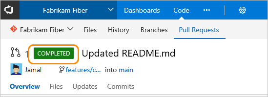 Capture d’écran montrant le pull request, notification de finalisation.