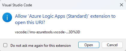 Capture d’écran montrant l’invite d’extension pour ouvrir les outils Microsoft Azure.