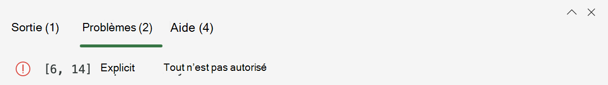 Erreur « any » explicite dans la fenêtre de console.