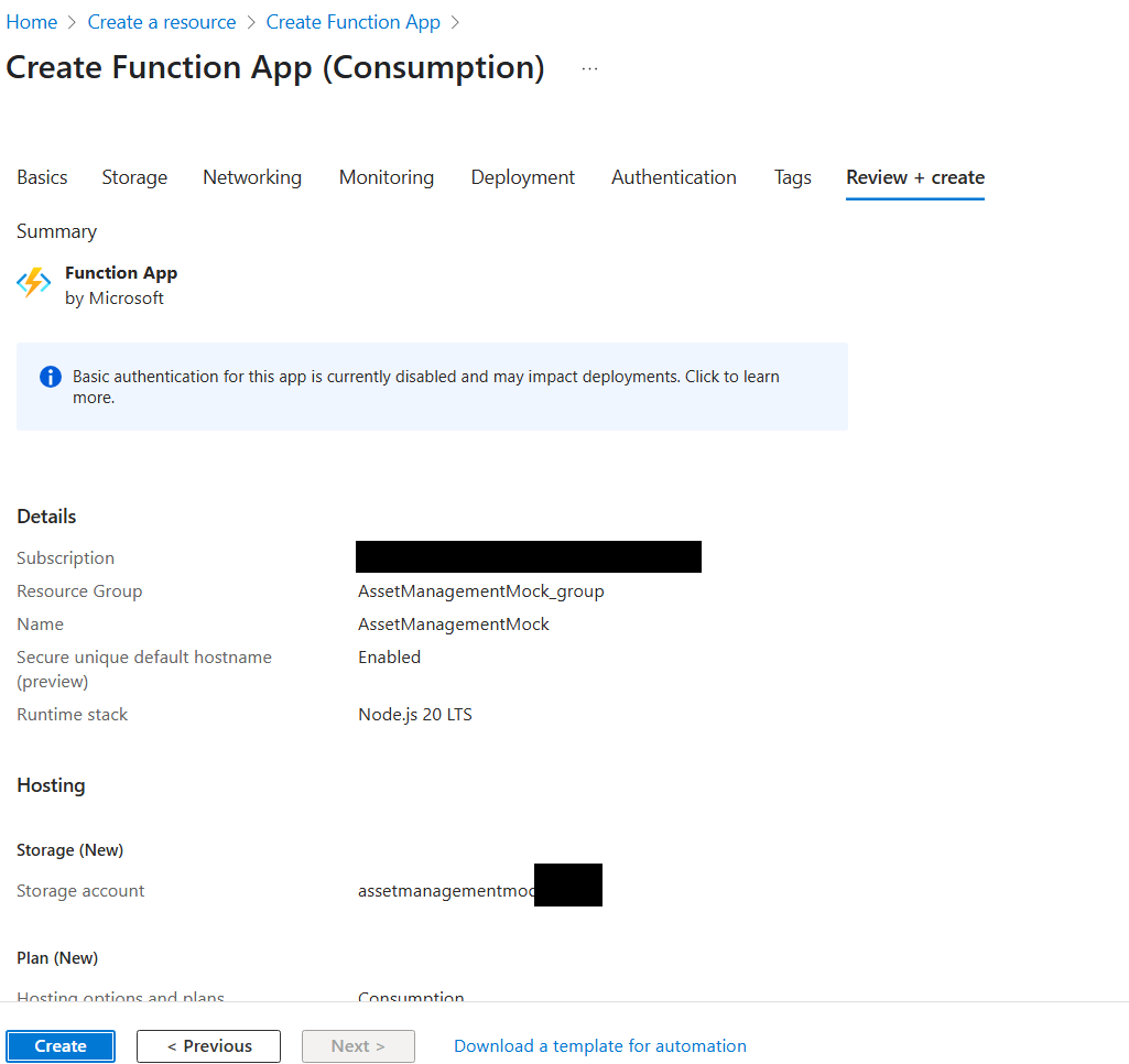 Créer une fonction dans Azure