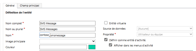 Définissez cette table comme table d'activités.