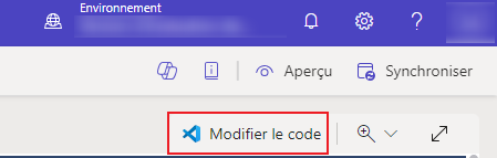 Ouverture dans Visual Studio Code depuis le studio de design.