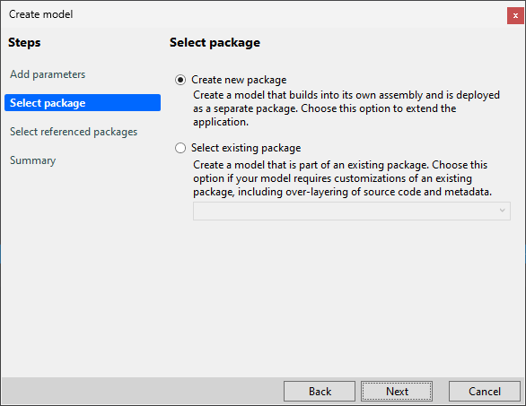 Sélectionner le package