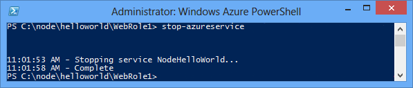 État de la commande Stop-AzureService.
