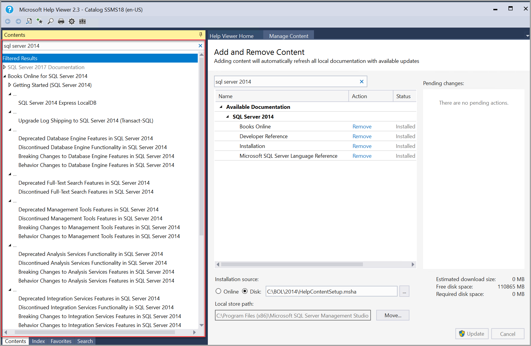 Livres SQL Server 2014 mis à jour automatiquement