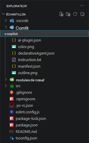 The copilot folder in a Copilot UX component project.