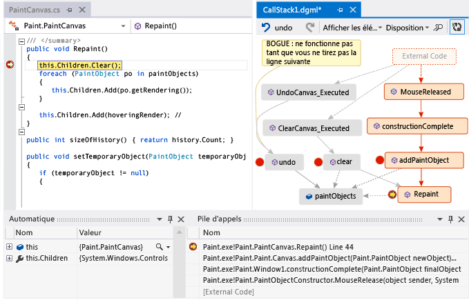 Ajouter une autre pile d’appels au mappage de code