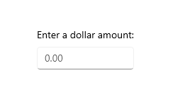 NumberBox montrant une valeur de 0,00.