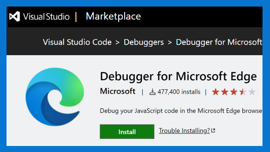Edge Debugger extension sur VS Marketplace
