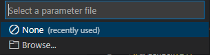 Screenshot di Seleziona file di parametri.