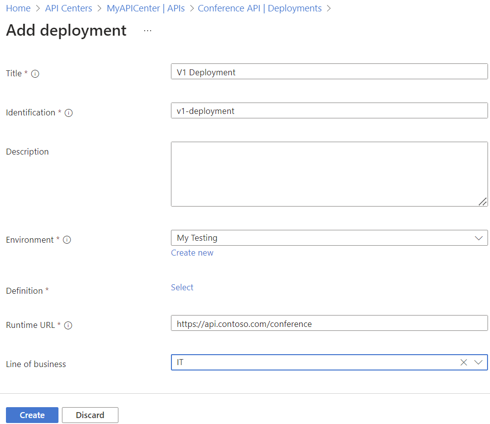 Screenshot dell'aggiunta di una distribuzione API nel portale.