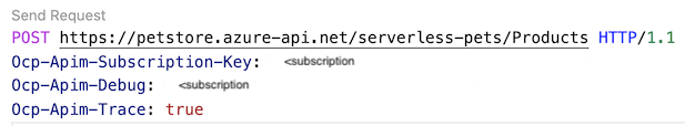 Screenshot dell'invio di una richiesta di test in Visual Studio Code.