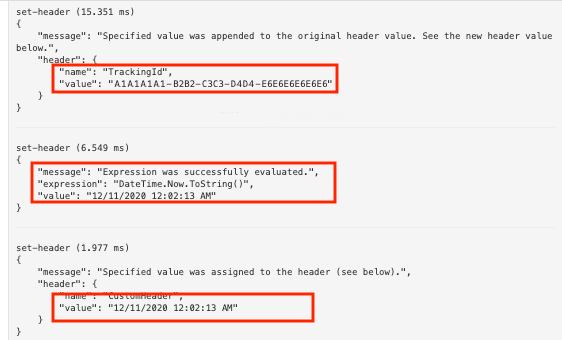 Screenshot di una traccia di Controllo API.