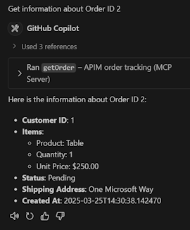 Screenshot dei risultati della chat in Visual Studio Code.