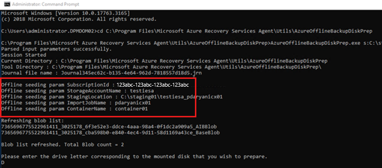 La screenshot mostra l'input dello strumento di preparazione dischi di Azure.