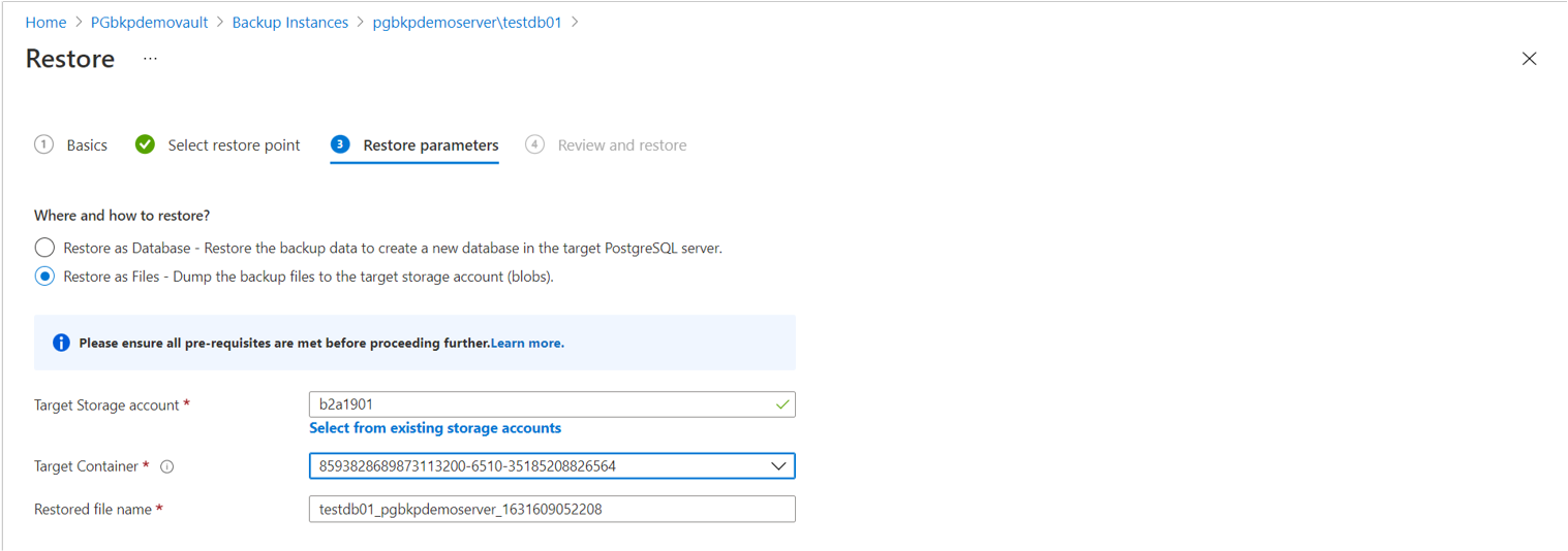 Screenshot che mostra l'opzione selezionata da ripristinare come file.