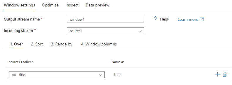 Screenshot che mostra le Impostazioni di Windowing con la scheda Over selezionata.