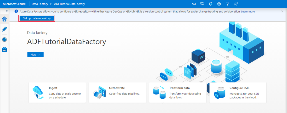 Configurare un repository di codice dalla home page