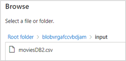 Screenshot del contenuto della cartella di input, che mostra il file di input usato nella demo.