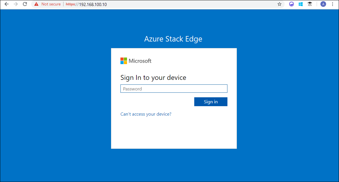 pagina di accesso del dispositivo Azure Stack Edge Pro