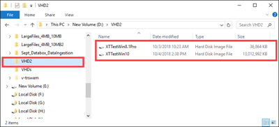 Screenshot dei dati dei page blob identificati per il processo di copia.