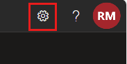 Screenshot del portale per sviluppatori, che mostra l'icona delle impostazioni utente nell'angolo superiore destro.