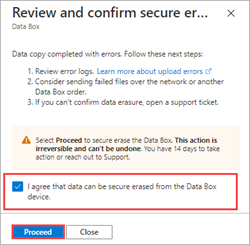 Confermare di essere pronti a procedere con la cancellazione dei dati