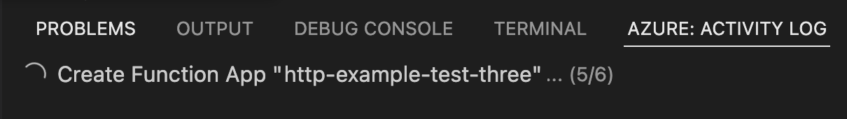 Screenshot che mostra il log della creazione di risorse Azure.