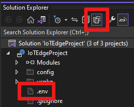 Screenshot del pulsante che mostra tutti i file nel Esplora soluzioni.