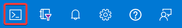 Screenshot che mostra il pulsante Cloud Shell del portale di Azure.