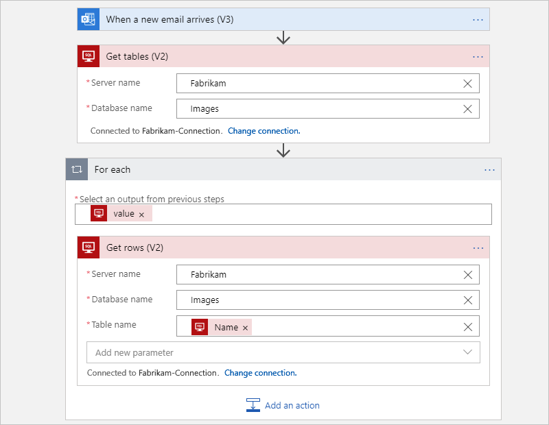 Screenshot che mostra il flusso di lavoro A consumo prima del refactoring.