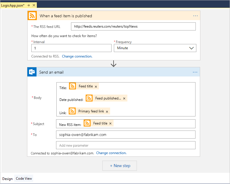Screenshot che mostra il flusso di lavoro completato dell'applicazione logica.