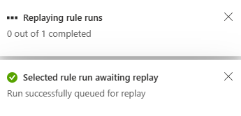 Schermata delle notifiche delle esecuzioni della regola.