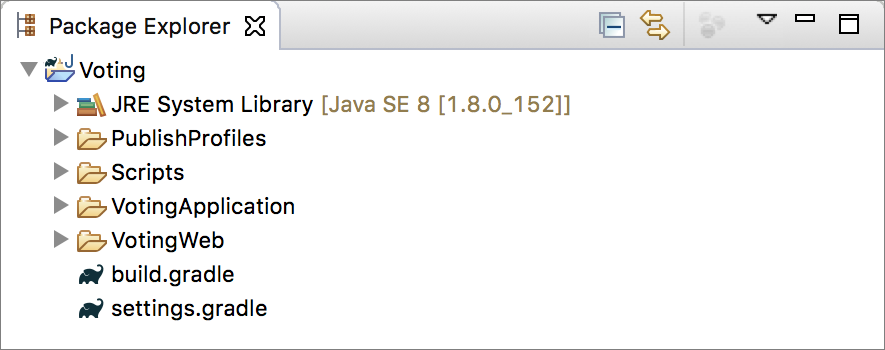 Eclipse Package Explorer dopo la creazione dell'applicazione