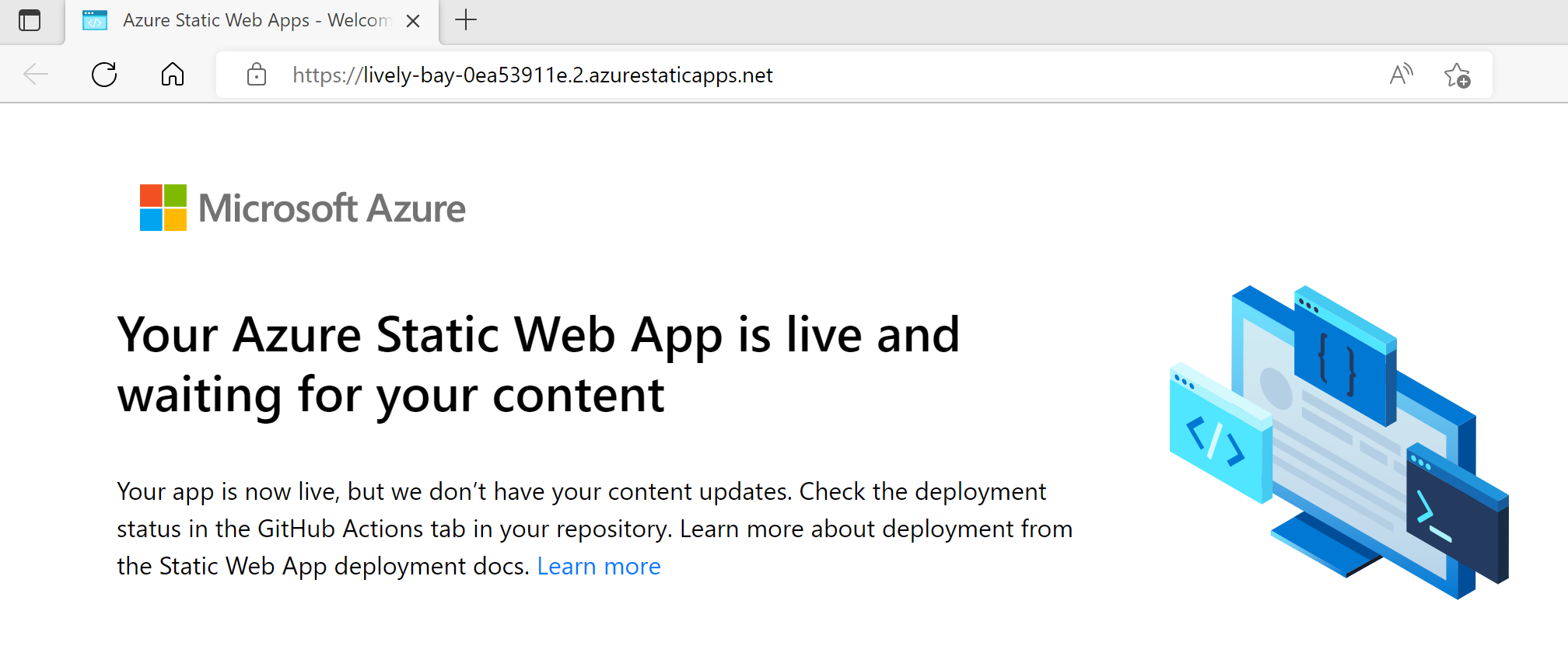 Schermata della pagina di App Web statiche Blazor.