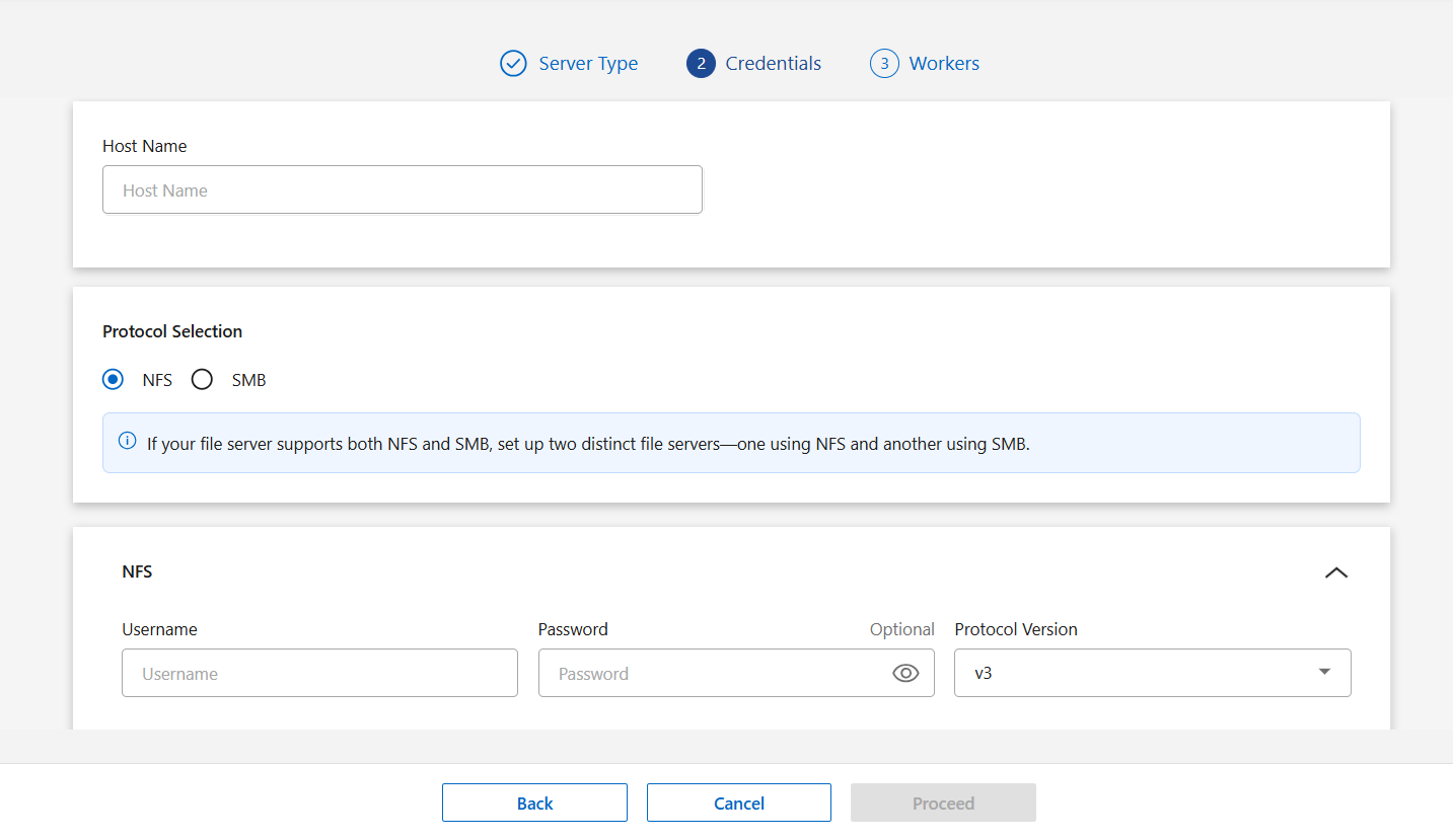 Screenshot della configurazione del file server NDM.
