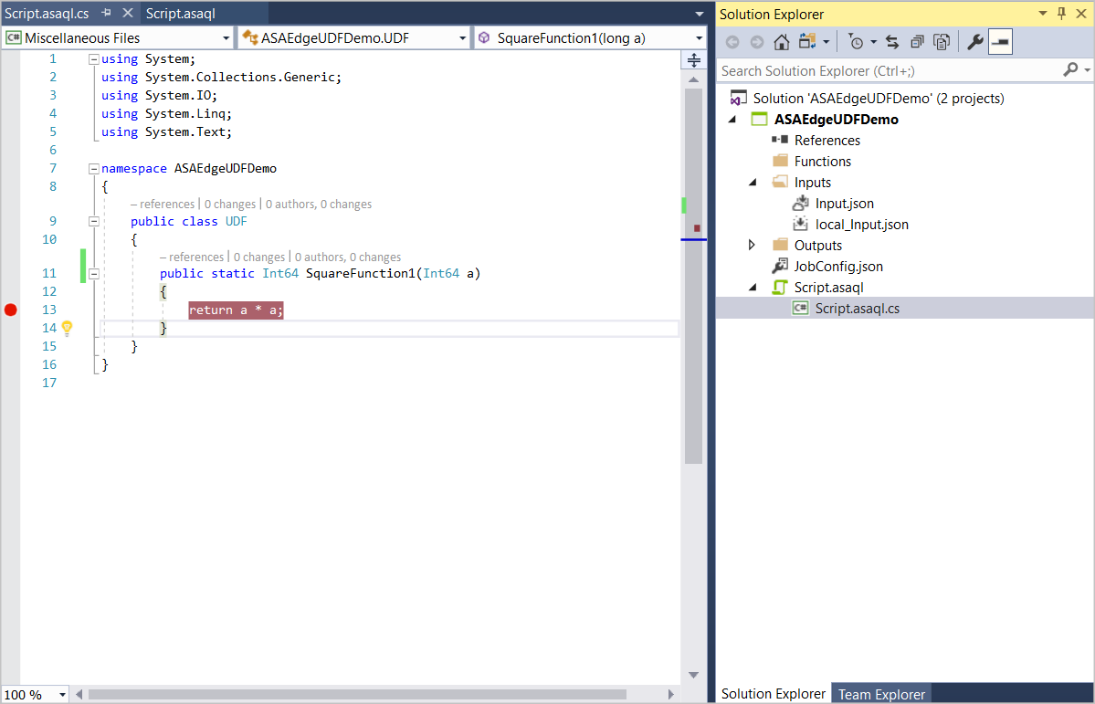 Aggiungere punti di interruzione alla funzione definita dall'utente di Analisi di flusso in Visual Studio