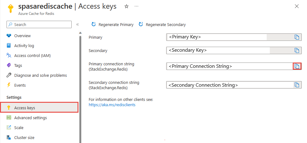 Screenshot che illustra la selezione della voce di menu Chiave di accesso.