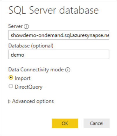 Selezionare il database nell'endpoint.