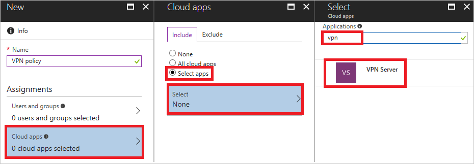 Screenshot dell'interfaccia Assegnazioni dopo aver selezionato App cloud, evidenziando le opzioni delle app selezionabili.