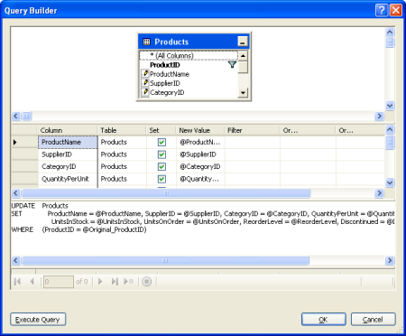 Configurare le istruzioni INSERT, UPDATE e DELETE nel Generatore di query