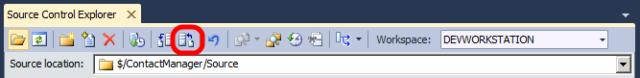 Nella finestra Source Control Explorer, fare clic sul pulsante Check In.