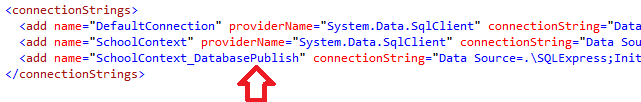 Stringa di connessione Database_Publish