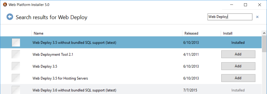 Installare Web Deploy con WPI